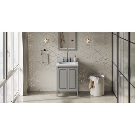 JEFFREY ALEXANDER 24In. Grey Percival Vanity, White Carrara Marble Vanity Top, Undermount Rectangle Bowl VKITPER24GRWCR